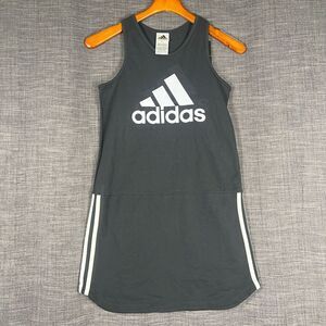 NWT Adidas Curved Hem Tank Dress Black Sz Girls L (14)